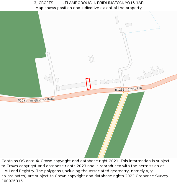 3, CROFTS HILL, FLAMBOROUGH, BRIDLINGTON, YO15 1AB: Location map and indicative extent of plot