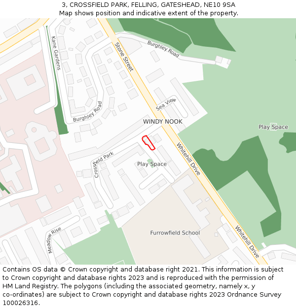 3, CROSSFIELD PARK, FELLING, GATESHEAD, NE10 9SA: Location map and indicative extent of plot