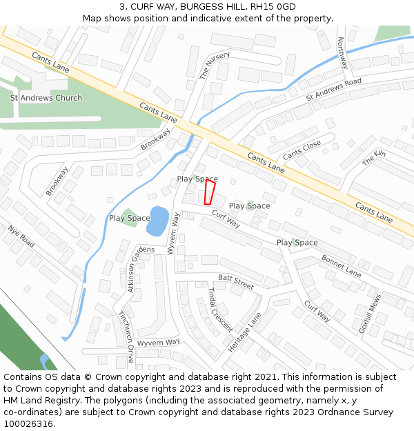 3, CURF WAY, BURGESS HILL, RH15 0GD: Location map and indicative extent of plot