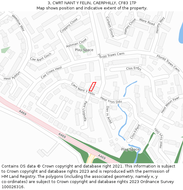 3, CWRT NANT Y FELIN, CAERPHILLY, CF83 1TP: Location map and indicative extent of plot