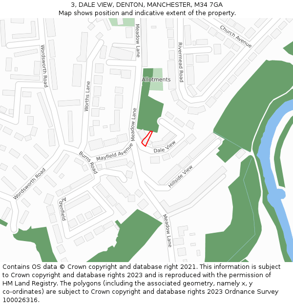 3, DALE VIEW, DENTON, MANCHESTER, M34 7GA: Location map and indicative extent of plot