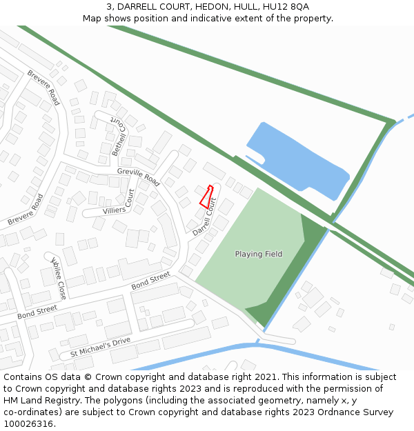 3, DARRELL COURT, HEDON, HULL, HU12 8QA: Location map and indicative extent of plot