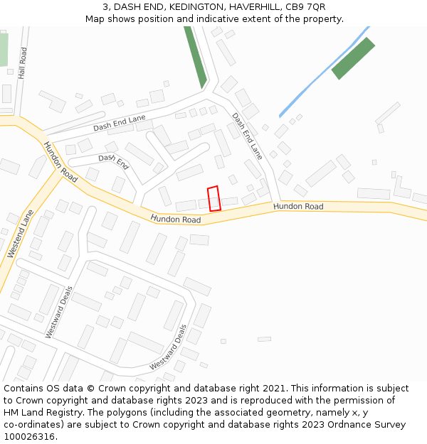 3, DASH END, KEDINGTON, HAVERHILL, CB9 7QR: Location map and indicative extent of plot