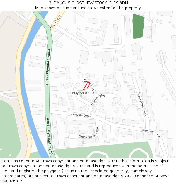 3, DAUCUS CLOSE, TAVISTOCK, PL19 8DN: Location map and indicative extent of plot