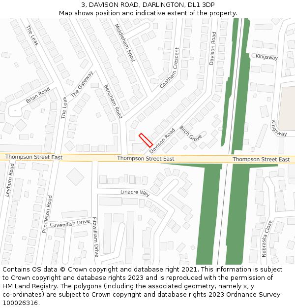3, DAVISON ROAD, DARLINGTON, DL1 3DP: Location map and indicative extent of plot