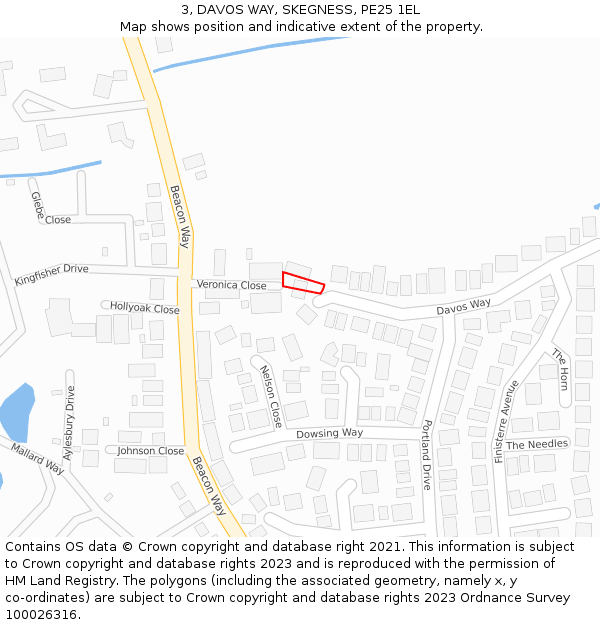 3, DAVOS WAY, SKEGNESS, PE25 1EL: Location map and indicative extent of plot