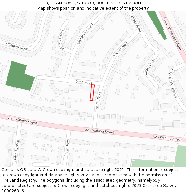 3, DEAN ROAD, STROOD, ROCHESTER, ME2 3QH: Location map and indicative extent of plot