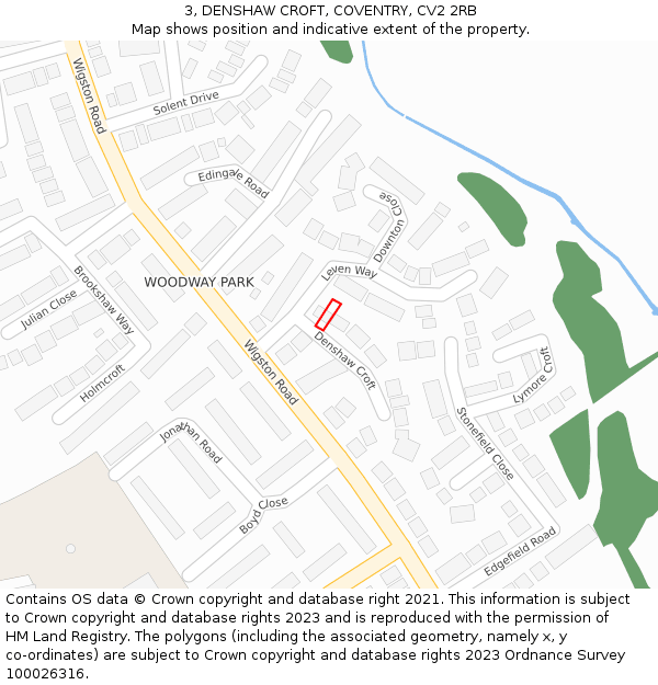 3, DENSHAW CROFT, COVENTRY, CV2 2RB: Location map and indicative extent of plot