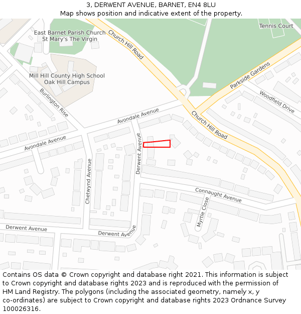 3, DERWENT AVENUE, BARNET, EN4 8LU: Location map and indicative extent of plot