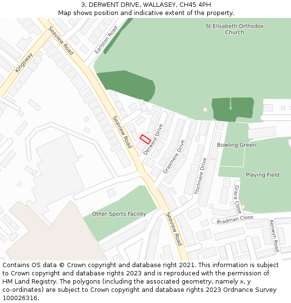 3, DERWENT DRIVE, WALLASEY, CH45 4PH: Location map and indicative extent of plot