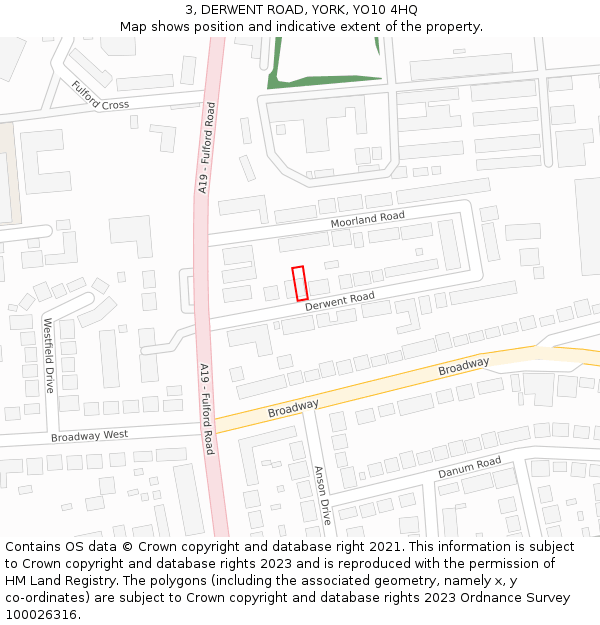 3, DERWENT ROAD, YORK, YO10 4HQ: Location map and indicative extent of plot