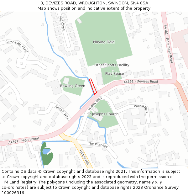 3, DEVIZES ROAD, WROUGHTON, SWINDON, SN4 0SA: Location map and indicative extent of plot