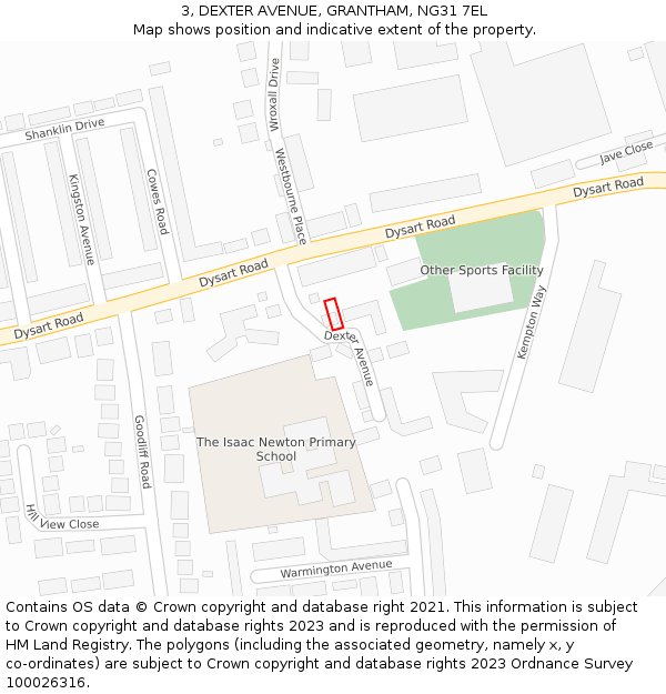 3, DEXTER AVENUE, GRANTHAM, NG31 7EL: Location map and indicative extent of plot