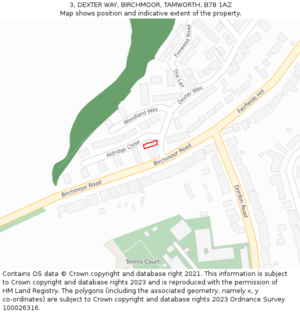 3, DEXTER WAY, BIRCHMOOR, TAMWORTH, B78 1AZ: Location map and indicative extent of plot