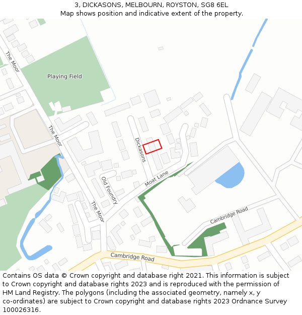 3, DICKASONS, MELBOURN, ROYSTON, SG8 6EL: Location map and indicative extent of plot