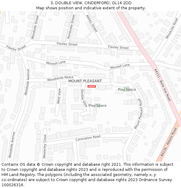 3, DOUBLE VIEW, CINDERFORD, GL14 2DD: Location map and indicative extent of plot