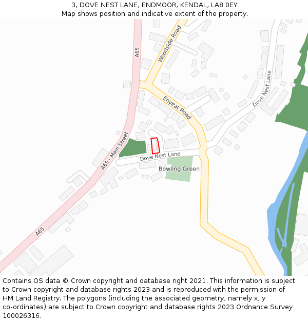 3, DOVE NEST LANE, ENDMOOR, KENDAL, LA8 0EY: Location map and indicative extent of plot