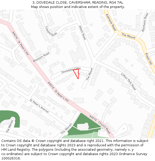 3, DOVEDALE CLOSE, CAVERSHAM, READING, RG4 7AL: Location map and indicative extent of plot
