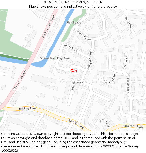 3, DOWSE ROAD, DEVIZES, SN10 3FN: Location map and indicative extent of plot
