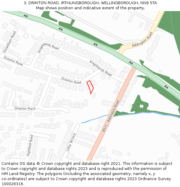 3, DRAYTON ROAD, IRTHLINGBOROUGH, WELLINGBOROUGH, NN9 5TA: Location map and indicative extent of plot