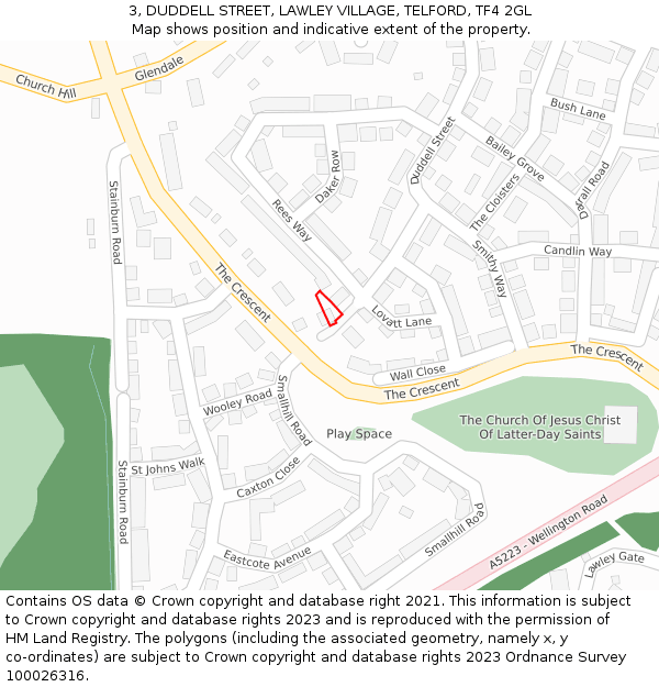 3, DUDDELL STREET, LAWLEY VILLAGE, TELFORD, TF4 2GL: Location map and indicative extent of plot