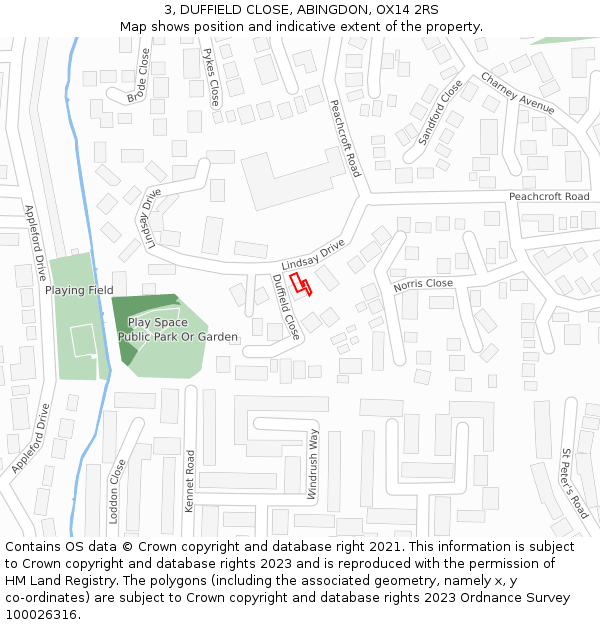 3, DUFFIELD CLOSE, ABINGDON, OX14 2RS: Location map and indicative extent of plot