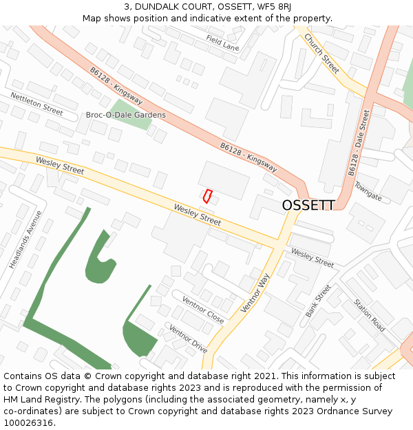 3, DUNDALK COURT, OSSETT, WF5 8RJ: Location map and indicative extent of plot