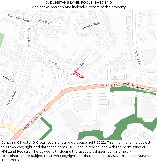 3, DUNSTANS LANE, POOLE, BH15 3NQ: Location map and indicative extent of plot