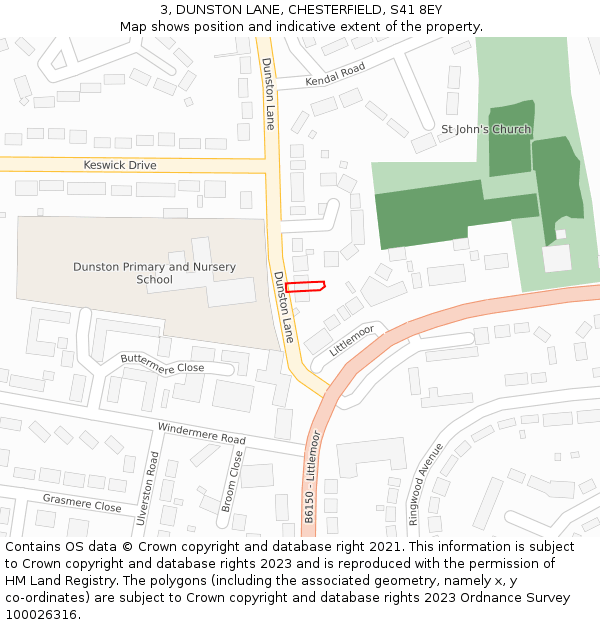 3, DUNSTON LANE, CHESTERFIELD, S41 8EY: Location map and indicative extent of plot