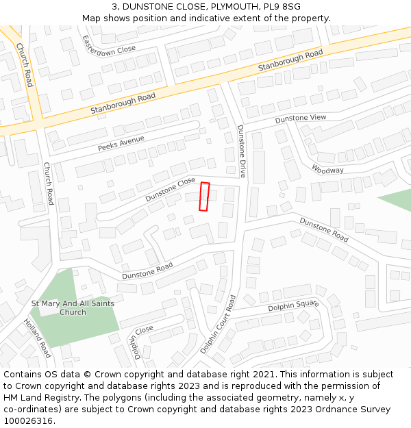 3, DUNSTONE CLOSE, PLYMOUTH, PL9 8SG: Location map and indicative extent of plot