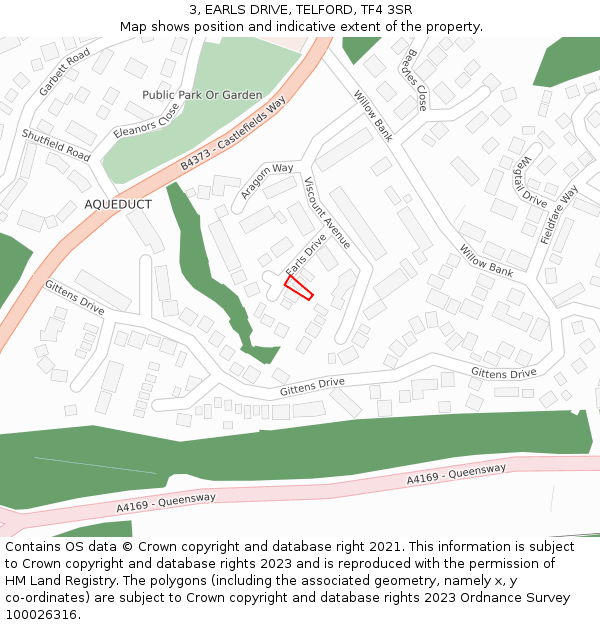 3, EARLS DRIVE, TELFORD, TF4 3SR: Location map and indicative extent of plot