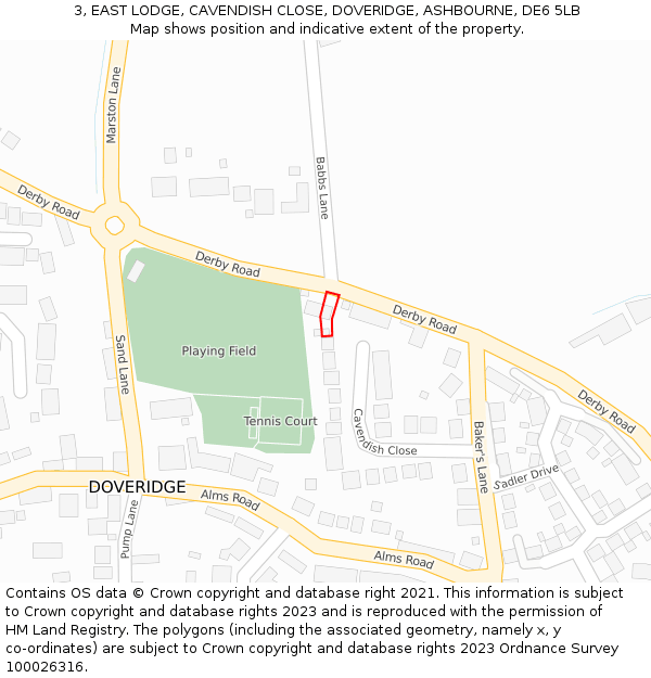 3, EAST LODGE, CAVENDISH CLOSE, DOVERIDGE, ASHBOURNE, DE6 5LB: Location map and indicative extent of plot