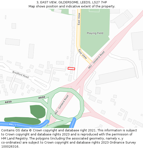 3, EAST VIEW, GILDERSOME, LEEDS, LS27 7HP: Location map and indicative extent of plot