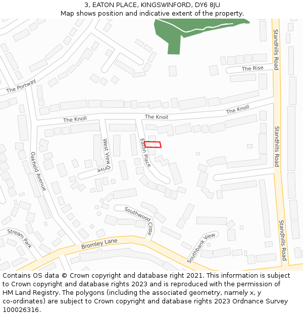 3, EATON PLACE, KINGSWINFORD, DY6 8JU: Location map and indicative extent of plot