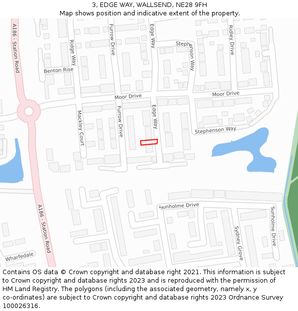 3, EDGE WAY, WALLSEND, NE28 9FH: Location map and indicative extent of plot