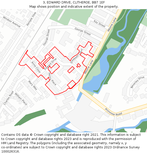 3, EDWARD DRIVE, CLITHEROE, BB7 1EF: Location map and indicative extent of plot