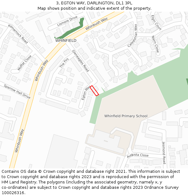 3, EGTON WAY, DARLINGTON, DL1 3PL: Location map and indicative extent of plot