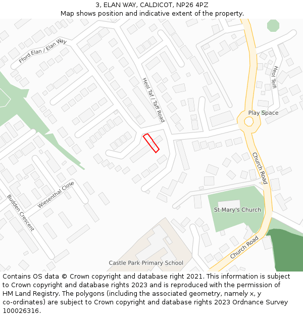 3, ELAN WAY, CALDICOT, NP26 4PZ: Location map and indicative extent of plot