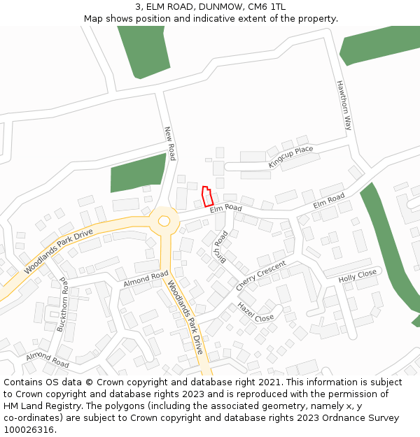 3, ELM ROAD, DUNMOW, CM6 1TL: Location map and indicative extent of plot