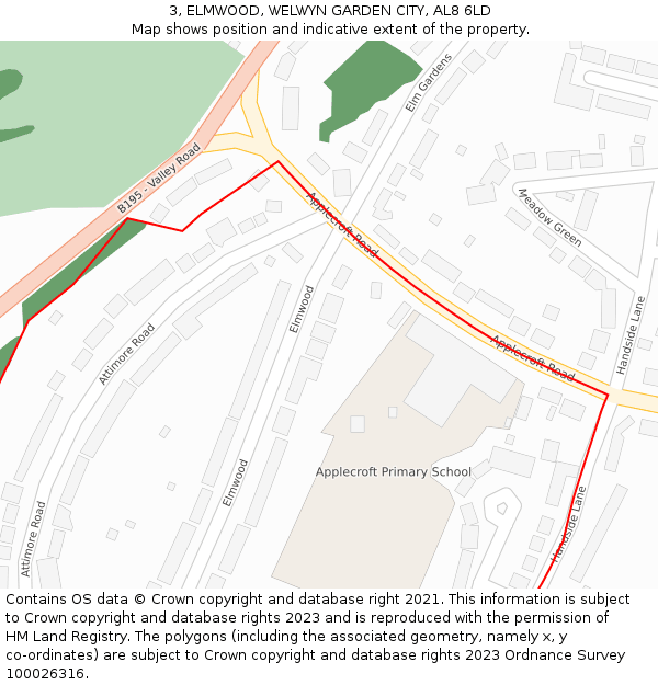 3, ELMWOOD, WELWYN GARDEN CITY, AL8 6LD: Location map and indicative extent of plot