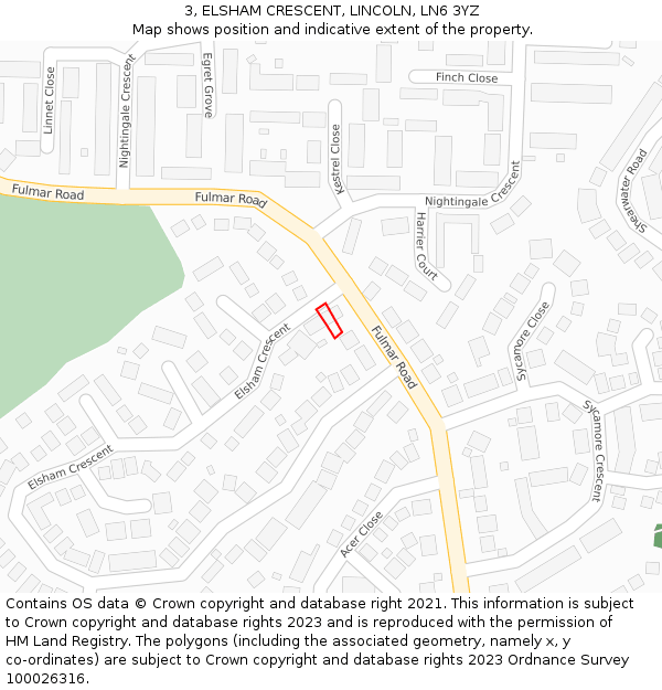 3, ELSHAM CRESCENT, LINCOLN, LN6 3YZ: Location map and indicative extent of plot