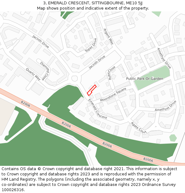 3, EMERALD CRESCENT, SITTINGBOURNE, ME10 5JJ: Location map and indicative extent of plot