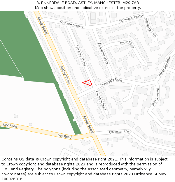 3, ENNERDALE ROAD, ASTLEY, MANCHESTER, M29 7AR: Location map and indicative extent of plot