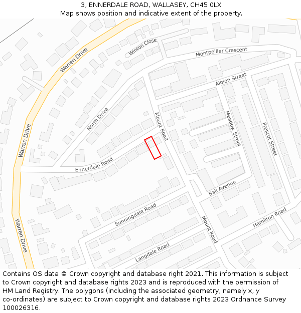 3, ENNERDALE ROAD, WALLASEY, CH45 0LX: Location map and indicative extent of plot