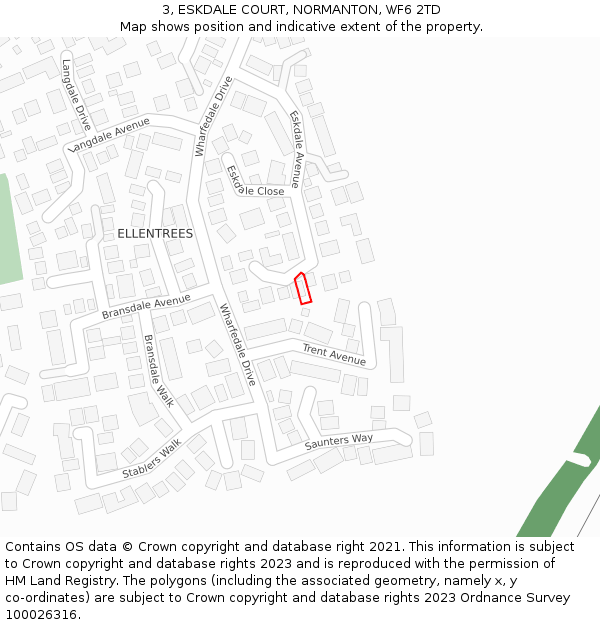 3, ESKDALE COURT, NORMANTON, WF6 2TD: Location map and indicative extent of plot