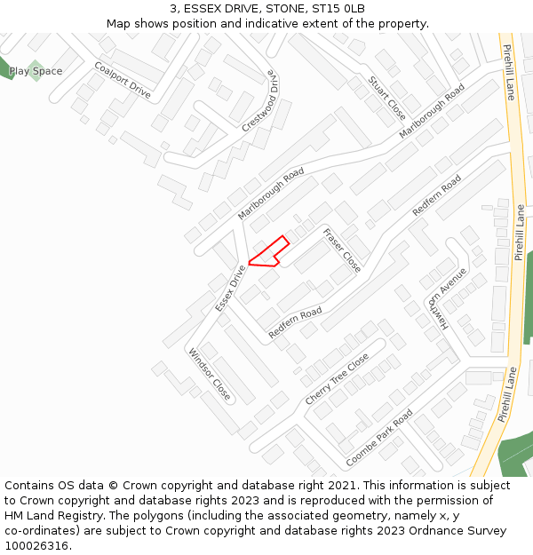 3, ESSEX DRIVE, STONE, ST15 0LB: Location map and indicative extent of plot
