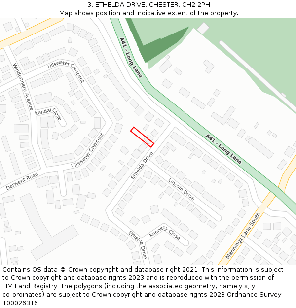 3, ETHELDA DRIVE, CHESTER, CH2 2PH: Location map and indicative extent of plot