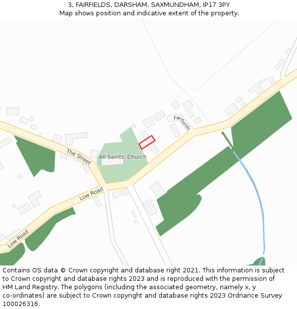 3, FAIRFIELDS, DARSHAM, SAXMUNDHAM, IP17 3PY: Location map and indicative extent of plot
