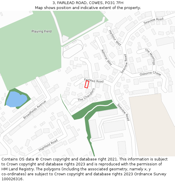 3, FAIRLEAD ROAD, COWES, PO31 7FH: Location map and indicative extent of plot