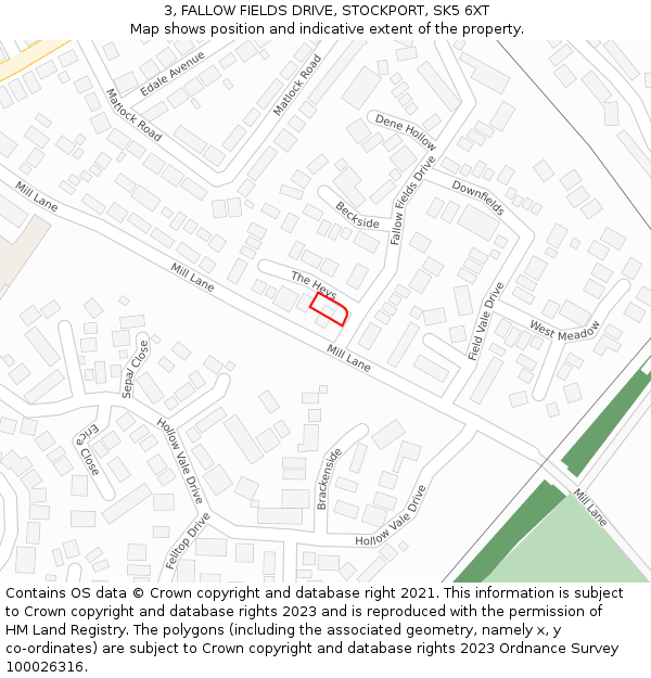 3, FALLOW FIELDS DRIVE, STOCKPORT, SK5 6XT: Location map and indicative extent of plot